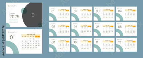 A modern, clean, and stylish calendar template for 2025