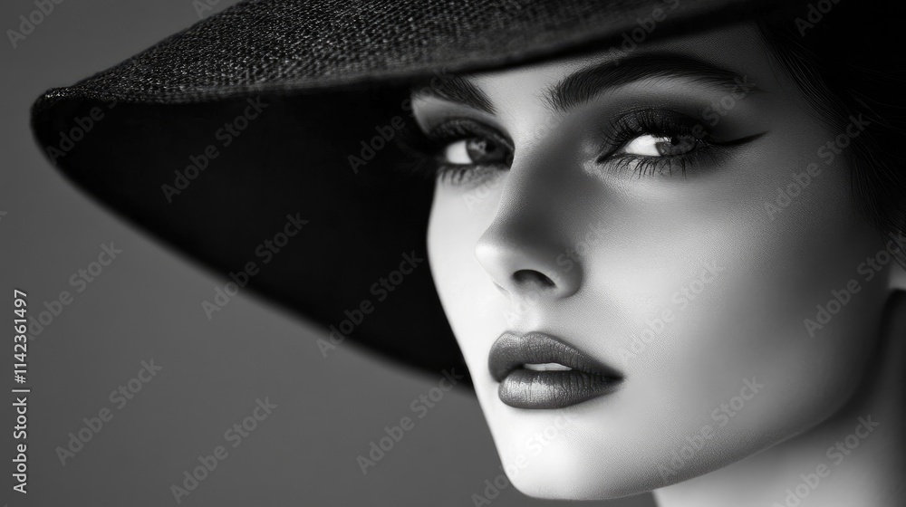 Black and white fashion portrait of woman Black and white fashion portrait of woman