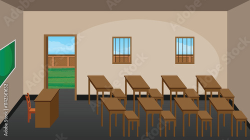 Cartoon class room background vector illustrator