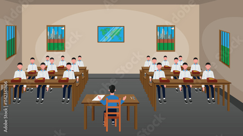 Cartoon class room background vector illustrator