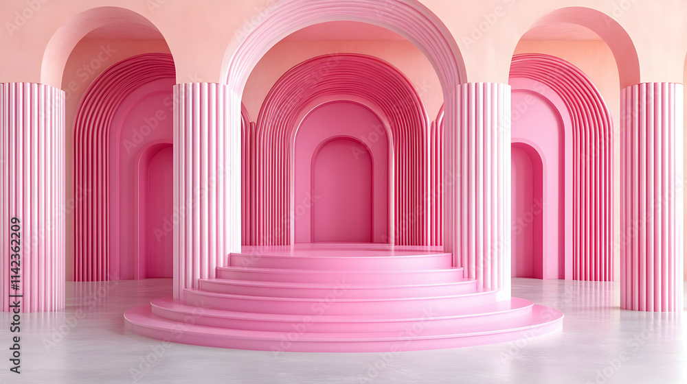 Pink Architectural 3D Background Render Pink Architectural 3D Background Render