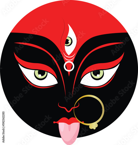 Indian Goddess Kali, Happy Kali Puja or Subh Diwali festival of India in vector