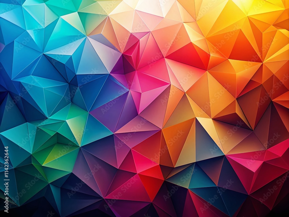 Abstract Geometric Polygonal Background, Multicolored Low Poly Design, Minimalist Art, Colorful Shapes, Geometric Pattern