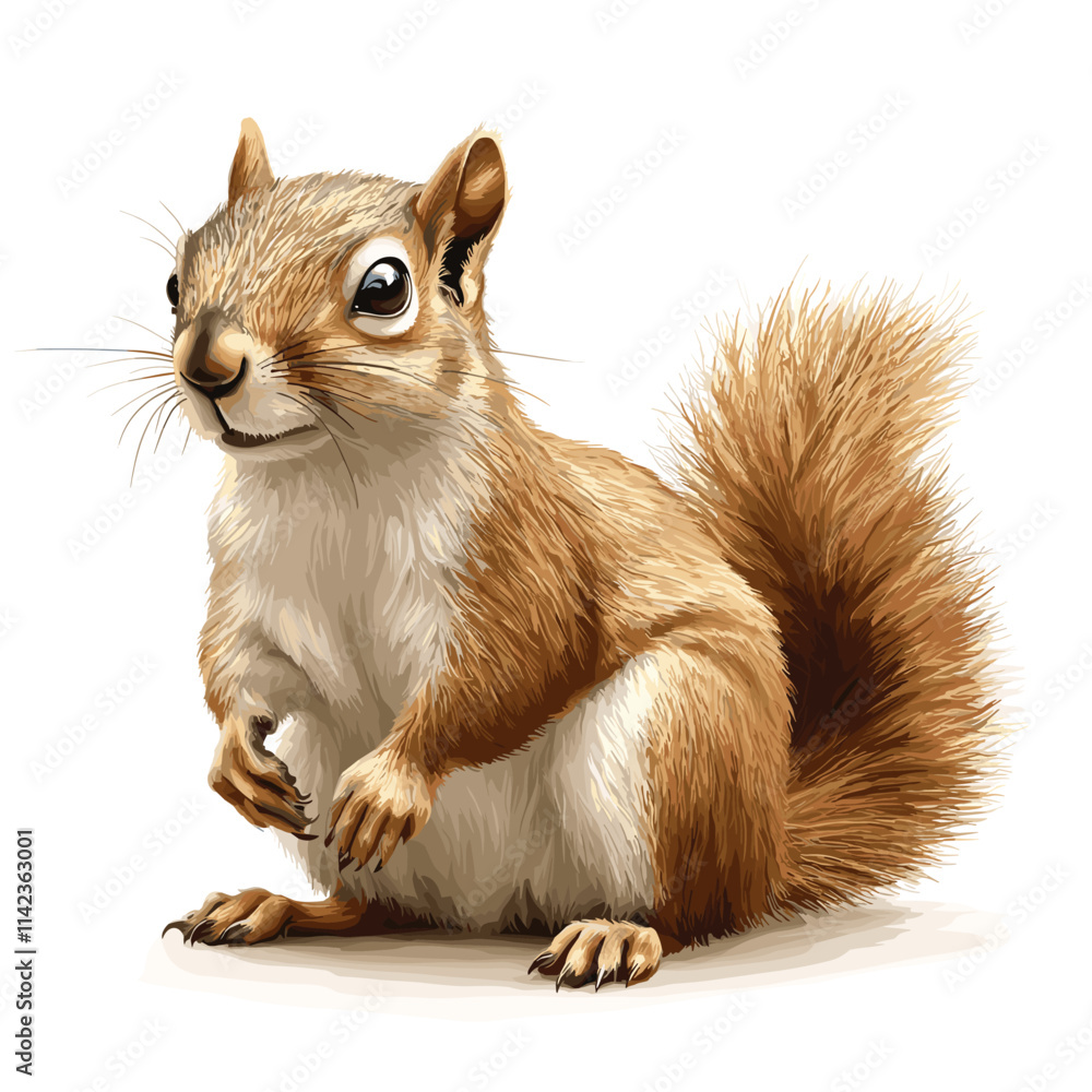 Fototapeta premium Squirrel vector illustration, cartoon clipart animal in flat style. Wild animals wildlife concept. Squirrel vector design isolated on white background