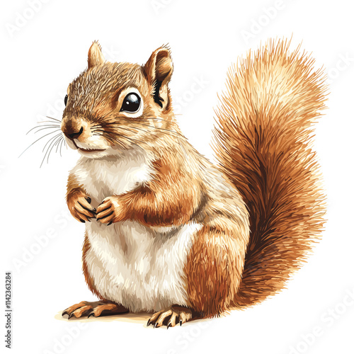 Squirrel vector illustration, cartoon clipart animal in flat style. Wild animals wildlife concept. Squirrel vector design isolated on white background
