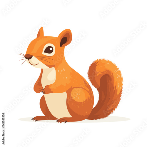 Squirrel vector illustration, cartoon clipart animal in flat style. Wild animals wildlife concept. Squirrel vector design isolated on white background