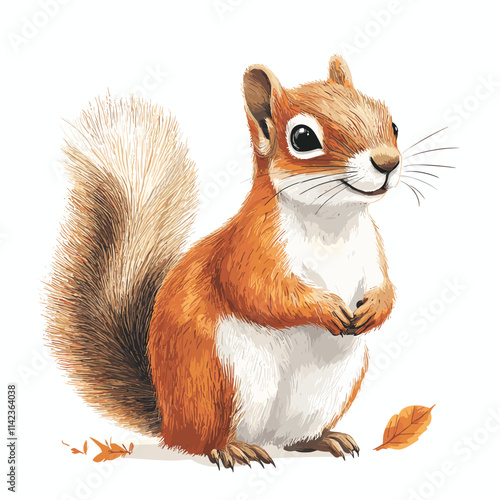 Squirrel vector illustration, cartoon clipart animal in flat style. Wild animals wildlife concept. Squirrel vector design isolated on white background