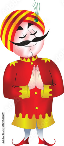 Young Indian Man Showing Namaste or welcome gesture Character for social media or wedding cards