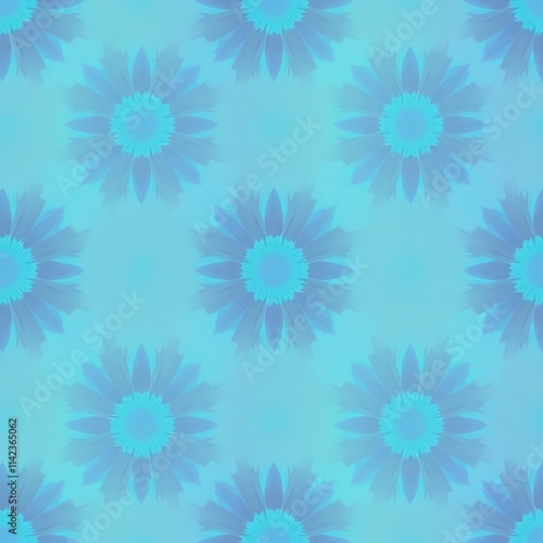 Aqua Floral Dream: Seamless Pattern of Soft Blue Flowers 