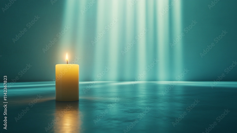 Flickering candle, soft glow illuminating shadows and dancing light