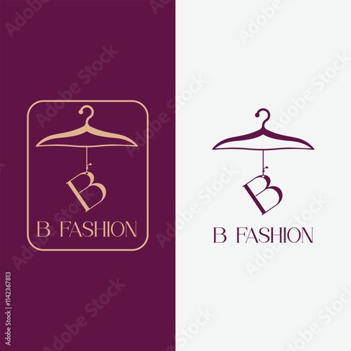Letter B fashion logo, Hanging letter B vector Icon, boutique logo design. Initial capital B letter hanger icon
