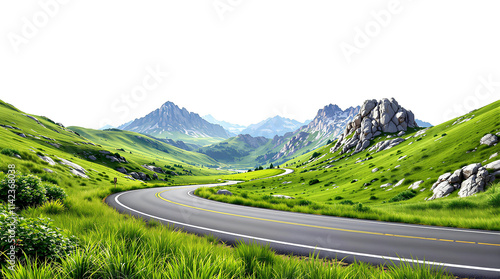 Curvy mountain road with greenery,Aerial view of car on the road,S curve road,cut out - stock png,Bend on a mountain road,Curvy mountain road photo