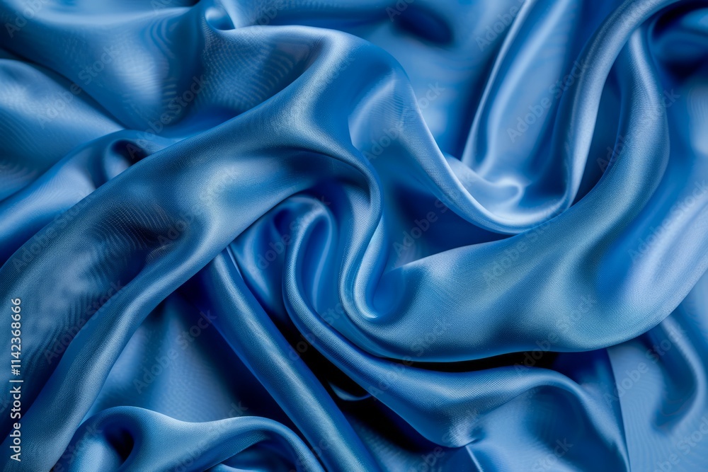 Obraz premium Image of Blue silk fabric drapery material. Texture for background usage