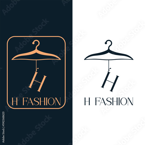 Letter H fashion logo, Hanging letter H vector Icon, boutique logo design. Initial capital H letter hanger icon
