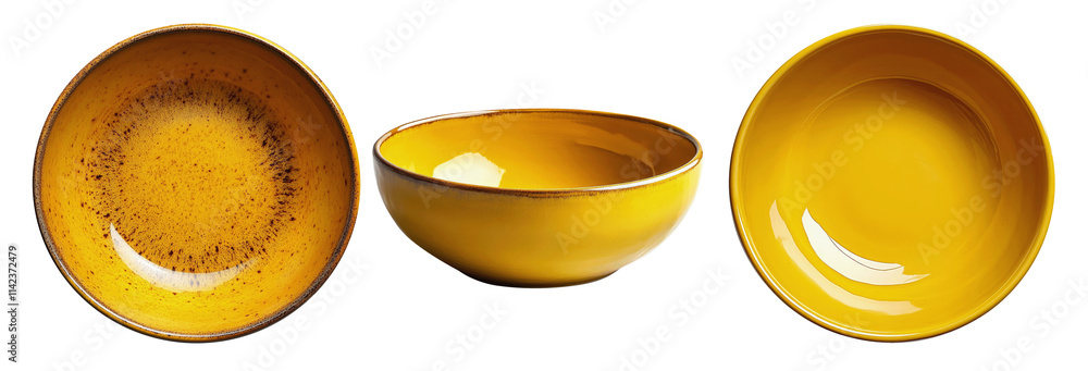 Charming yellow bowls in different shapes showcasing their beauty. Charming yellow bowls in different shapes showcasing their beauty.