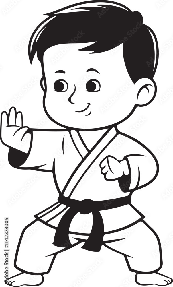 Youthful karate fighter vector silhouette in action pose Youthful karate fighter vector silhouette in action pose