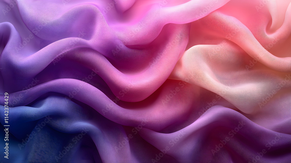 Obraz premium A Delicate Blend of Colors in Smooth, Sheer Chiffon Fabric Flowing Elegantly Like Drapery
