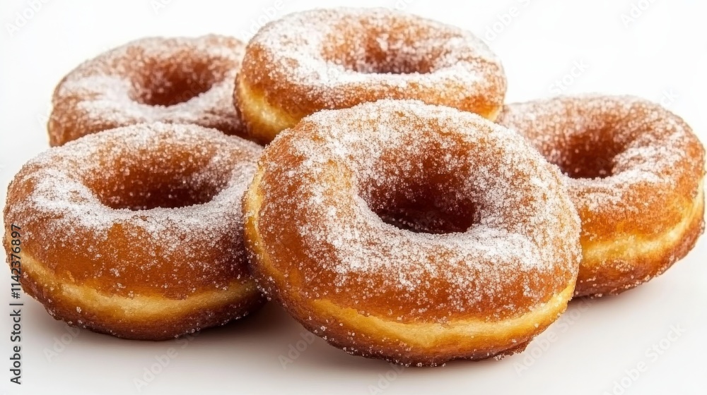 Freshly Made Sugar Coated Donuts Piled Together on a Light Background, Perfect for Bakery and Dessert Photography, Sweet Treat for Any Occasion Freshly Made Sugar Coated Donuts Piled Together on a Light Background, Perfect for Bakery and Dessert Photography, Sweet Treat for Any Occasion