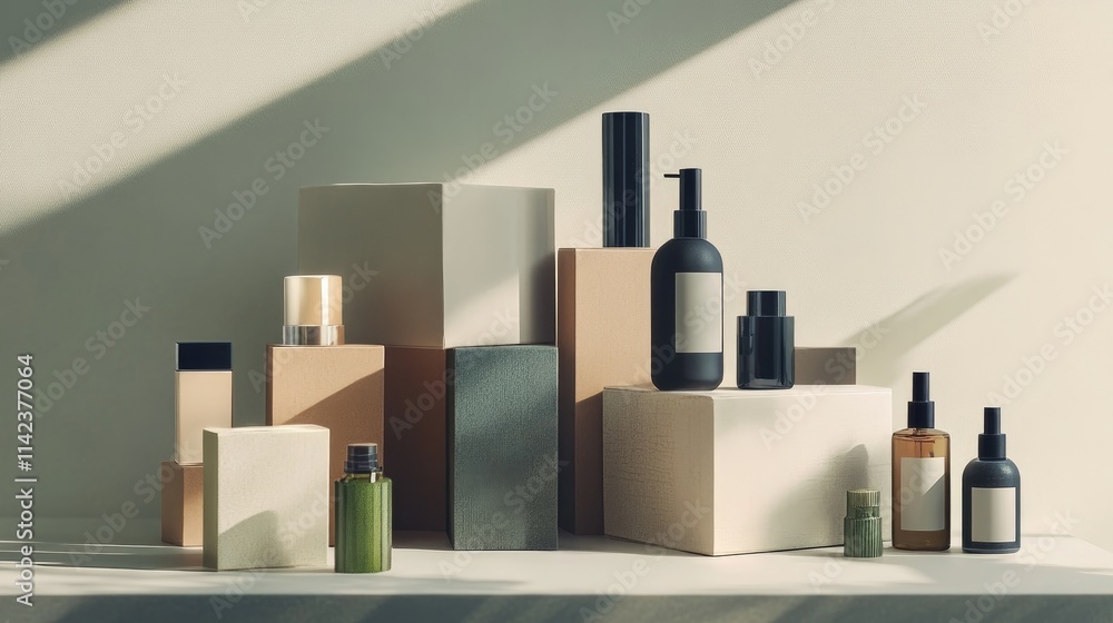 Composition of boxes and cosmetic bottles Composition of boxes and cosmetic bottles