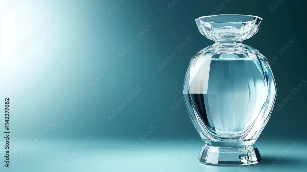 Elegant Crystal Bottle with Clear Water on Soft Background Elegant Crystal Bottle with Clear Water on Soft Background