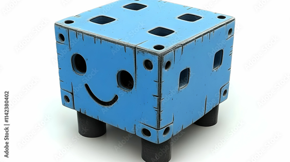 3D Render of a Cute Blue Cube Creature 3D Render of a Cute Blue Cube Creature