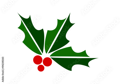 Christmas holly icon symbol vector illustration