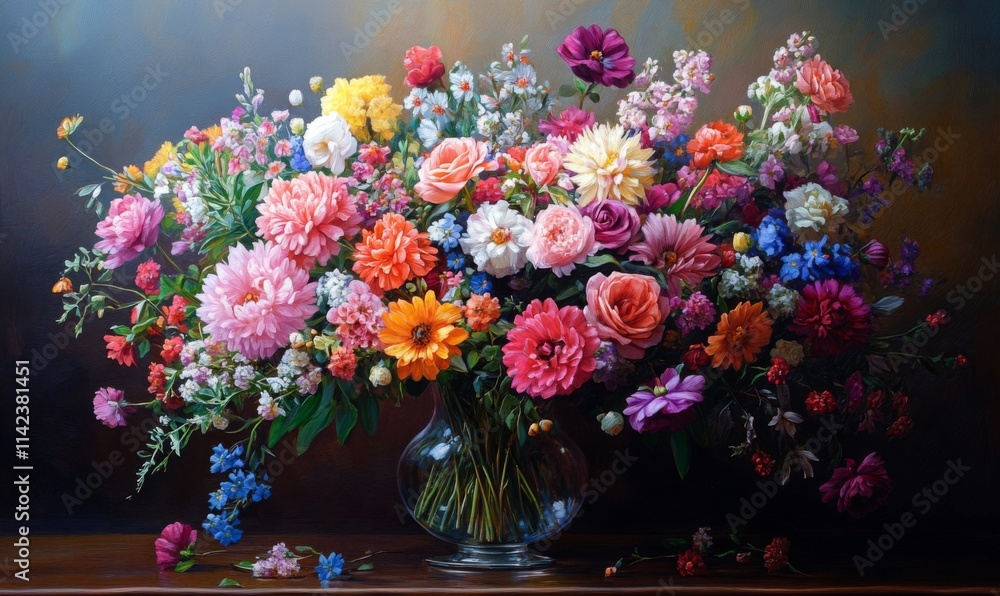 Beautiful bouquet of various colorful flowers in a glass vase, flowers, floral, arrangement, vibrant, colorful, vase, bouquet Beautiful bouquet of various colorful flowers in a glass vase, flowers, floral, arrangement, vibrant, colorful, vase, bouquet
