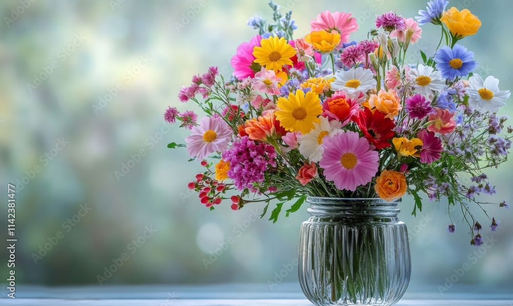 Beautiful bouquet of various colorful flowers in a glass vase, flowers, floral, arrangement, vibrant, colorful, vase, bouquet Beautiful bouquet of various colorful flowers in a glass vase, flowers, floral, arrangement, vibrant, colorful, vase, bouquet