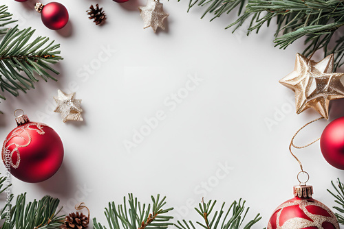 christmas background with branches and balls