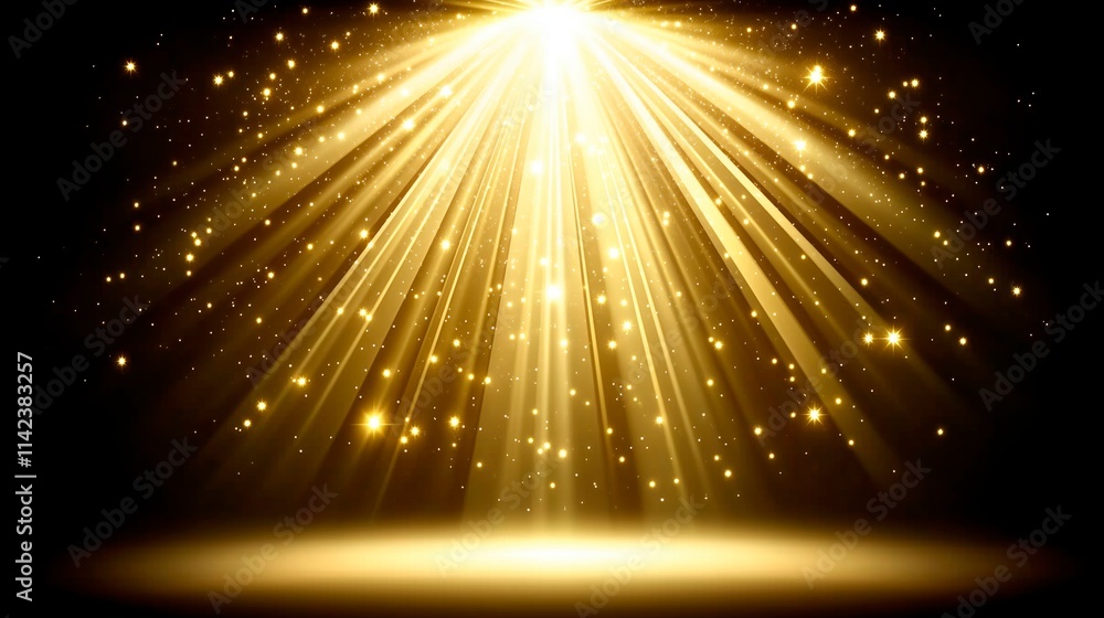 Obraz premium Golden sparkling light creating a magical holiday atmosphere, Xmas golden light background