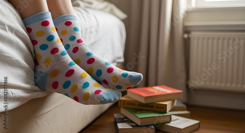 person reading a book in the bedroom