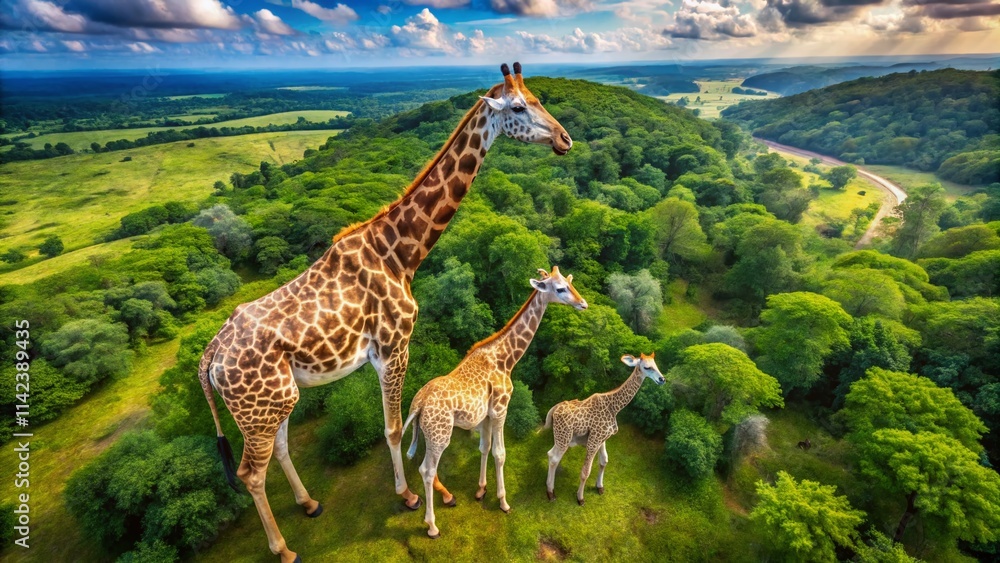 Obraz premium Aerial Photography Offspring: Stunning Bird's-Eye View of Baby Animals & Wildlife Habitats