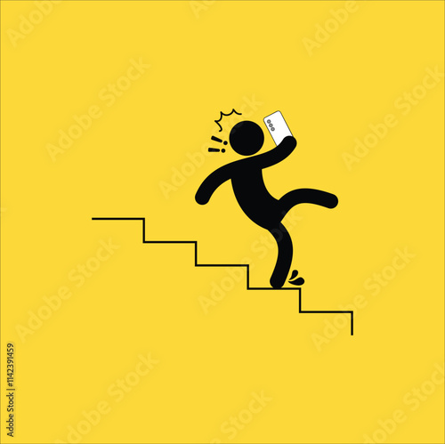 Caution symbols with stick figure man. Vector illustration design. Eps 10.