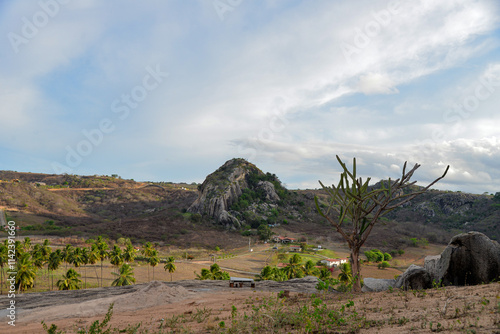 landscape in the mountains, landscape with sky and clouds, landscape with sky, araruna, paraiba, brazil photo