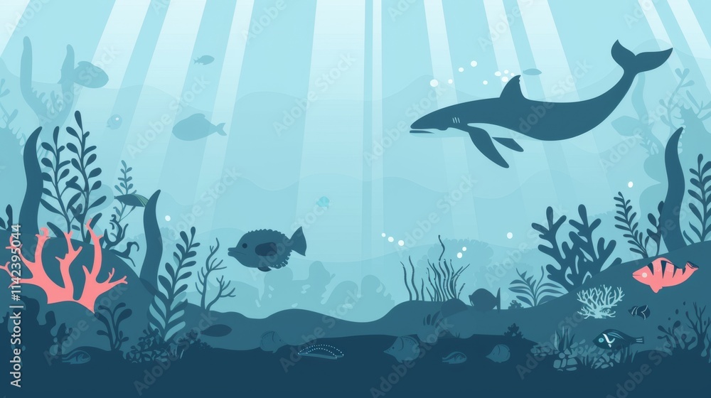 Obraz premium Exploring the vibrant underwater kingdom filled with marine life, coral reefs, and graceful swimming creatures in a serene aquatic environment