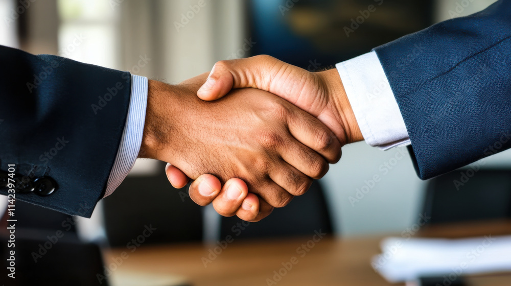 close up of two hands shaking in business setting, symbolizing agreement and partnership close up of two hands shaking in business setting, symbolizing agreement and partnership