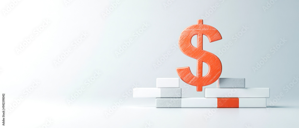 A modern depiction of a dollar sign atop a stack of white books, symbolizing finance, education, and wealth management. A modern depiction of a dollar sign atop a stack of white books, symbolizing finance, education, and wealth management.