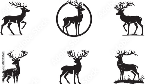 set of deer silhouettes