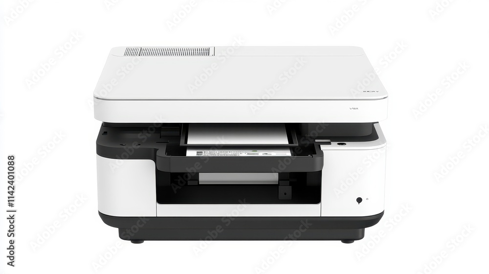 Stylish White Printer from Front Facing View Stylish White Printer from Front Facing View