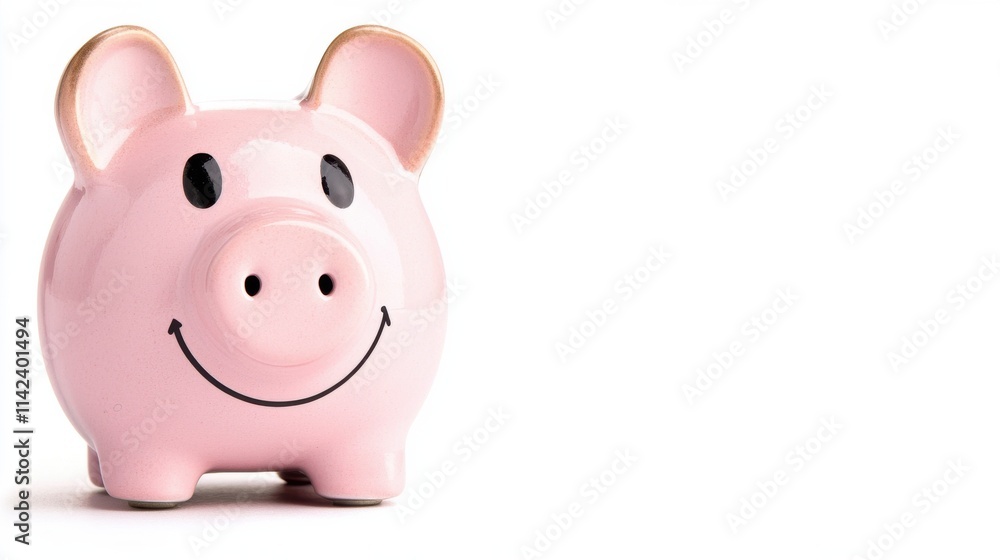 Smiling Pink Piggy Bank for Saving and Investment Concepts Smiling Pink Piggy Bank for Saving and Investment Concepts