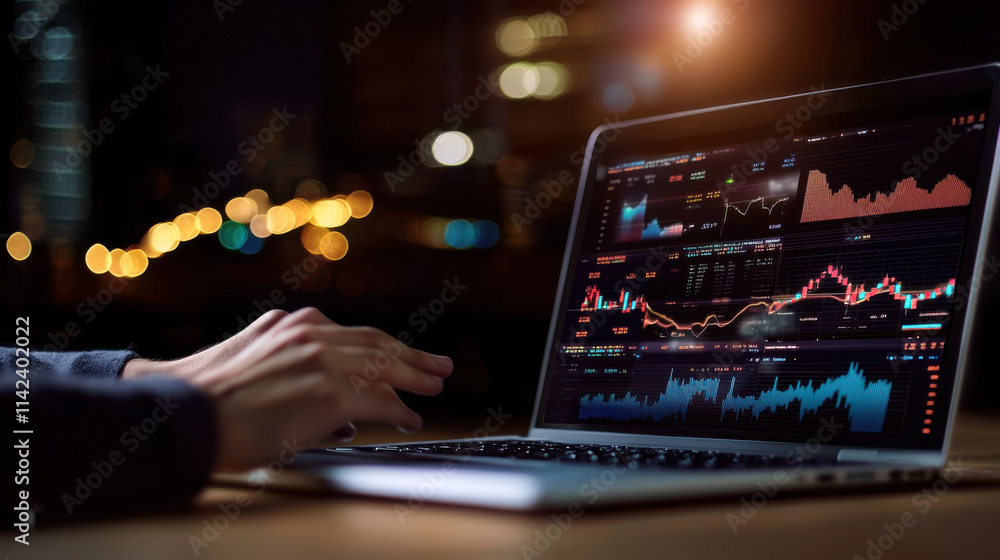 professional analyzing data on laptop with financial graphs and charts professional analyzing data on laptop with financial graphs and charts