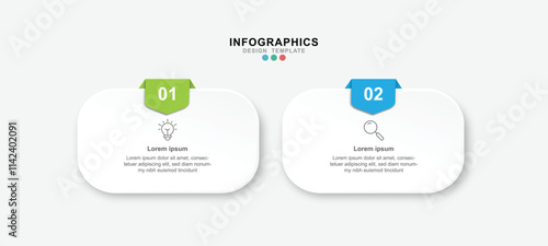 Vector Infographic label design template with icons and 2 options or steps.