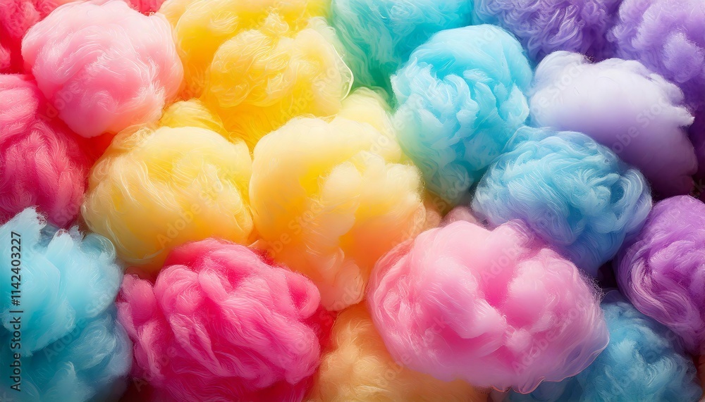 Fototapeta premium Soft Pastel Cotton Candy Texture Background in Dreamy Yellow, Purple, and Pink Shades