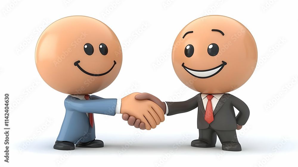 Smiling 3D Businessmen Handshake Illustration Smiling 3D Businessmen Handshake Illustration