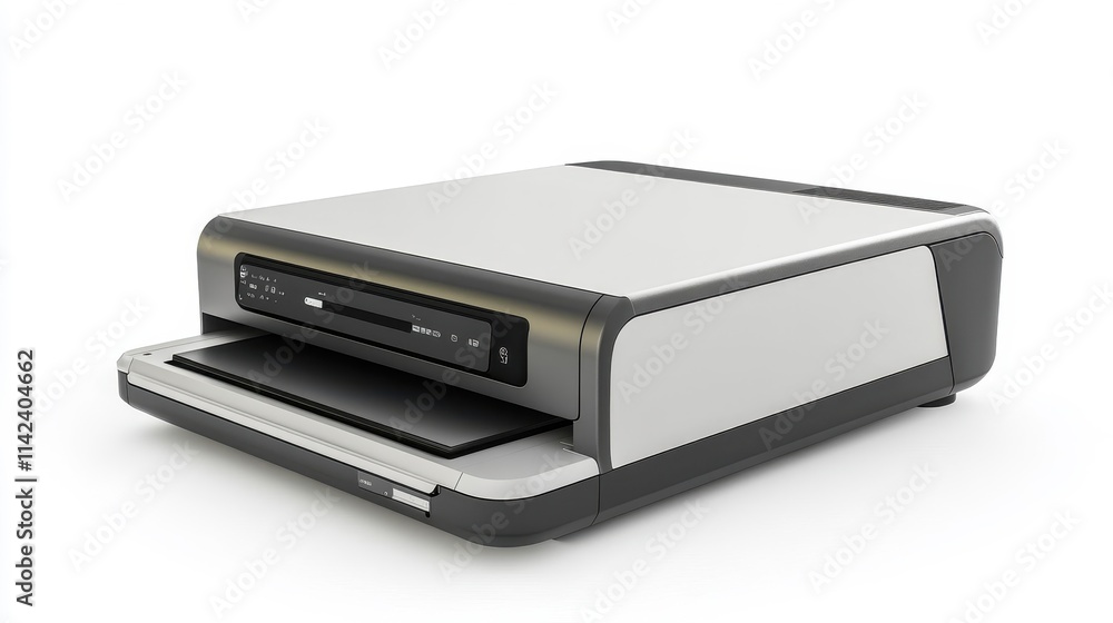 Modern Sleek Office Printer Isolated on White Background Modern Sleek Office Printer Isolated on White Background