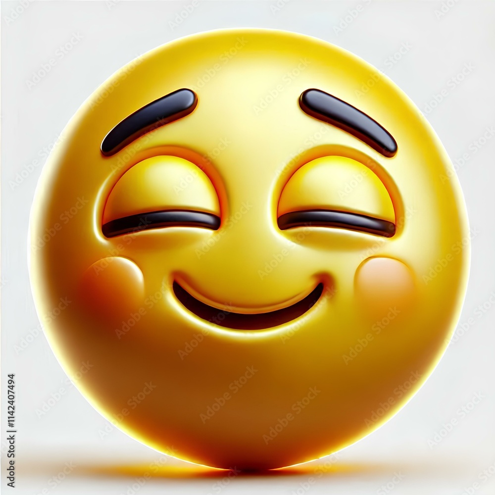 Fototapeta premium 3D Emoji of a Relieved Face on White Background