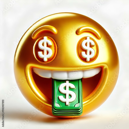 3D Emoji with Money Mouth and Detailed Shadows