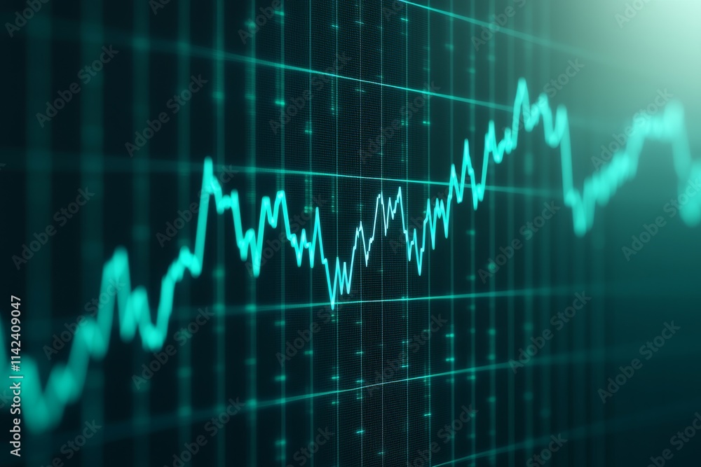 Stable future savings. Stock market graph with fluctuating data trends. Stable future savings. Stock market graph with fluctuating data trends.