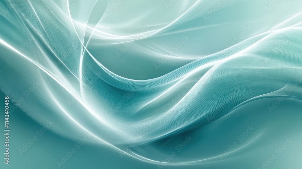 Abstract Teal Waves Flowing Design Background Abstract Teal Waves Flowing Design Background