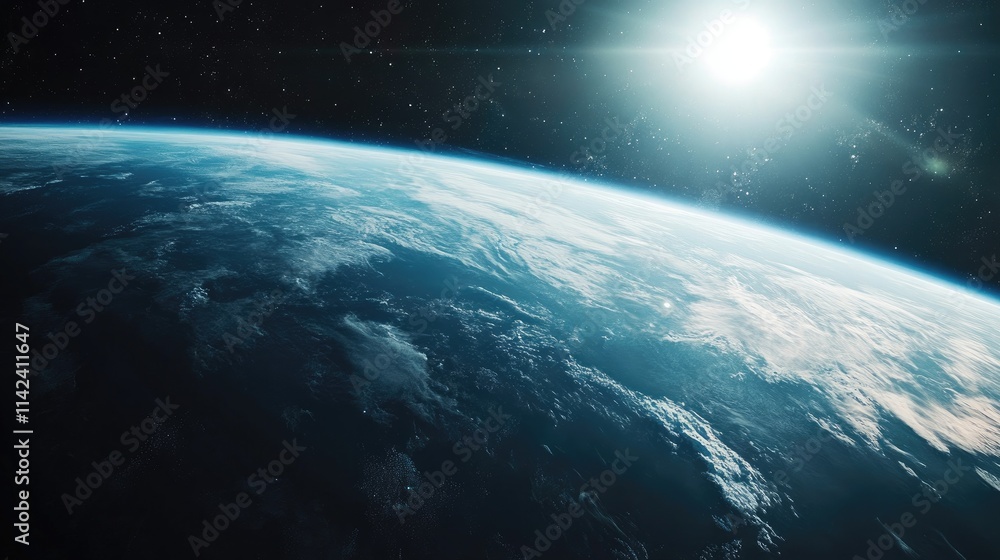 Obraz premium A satellite orbiting Earth, capturing data for climate science and global monitoring, representing technological advancement in environmental research, with space for text